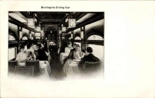 Ak US Amerikanische Eisenbahn, Burlington Dining Car