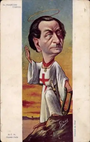 Künstler Ak Sirat, Französischer Schriftsteller François Coppée, Dreyfus Affäre, Karikatur