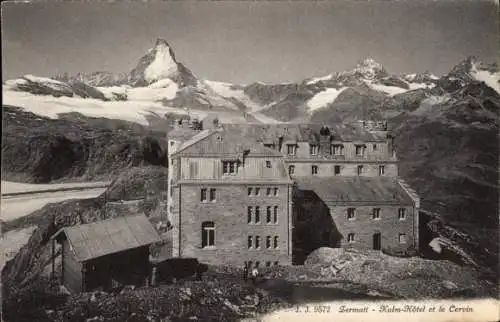 Ak Zermatt Kanton Wallis Schweiz, Kulm Hôtel et le Cervin, Matterhorn