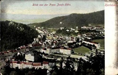 Ak Karlovy Vary Karlsbad Stadt, Blick von der Franz Josefs-Höhe