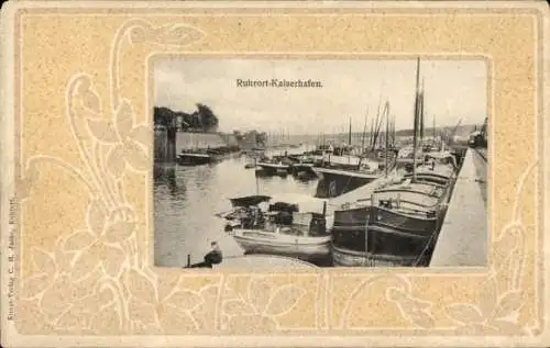 Passepartout Ak Duisburg im Ruhrgebiet, Ruhrort Kaiserhafen, Schiffe