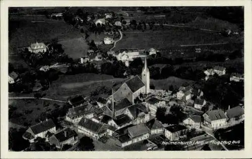 Ak Heimenkirch Schwaben Westallgäu, Fliegeraufnahme, Kirche