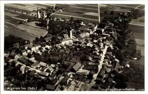 Ak Aigen am Inn Bad Füssing in Niederbayern, Fliegeraufnahme