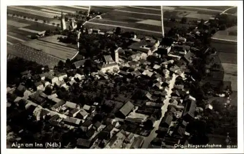 Ak Aigen am Inn Bad Füssing in Niederbayern, Fliegeraufnahme