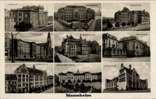 Ak Mannheim in Baden, Oberrealschule, Pestalozzischule, Schillerschule, Gymnasium