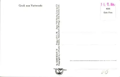 Ak Vatterode Mansfeld im Harzvorland, Fliegeraufnahme