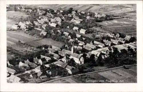 Ak Söllingen Rheinmünster am Rhein, Fliegeraufnahme