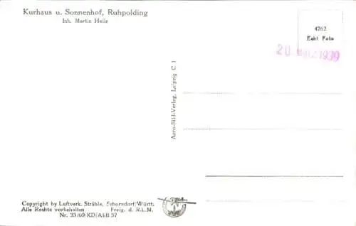 Ak Ruhpolding in Oberbayern, Kurhaus und Sonnenhof, Fliegeraufnahme