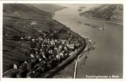 Ak Trechtingshausen am Rhein, Fliegeraufnahme