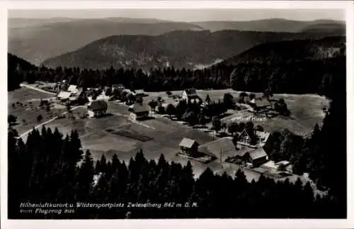 Ak Zwieselberg Alpirsbach im Schwarzwald, Hotel Hirsch, Fliegeraufnahme