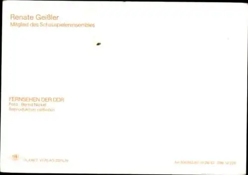 Ak Schauspielerin Renate Geißler, Portrait, Autogramm