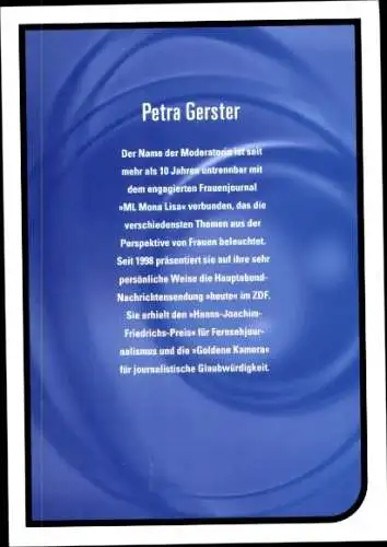 Ak Moderatorin Petra Gerster, Portrait, Autogramm