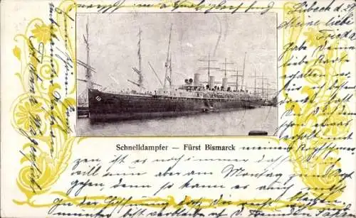 Ak Schnelldampfer Fürst Bismarck, HAPAG