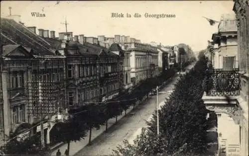 Ak Vilnius Wilna Litauen, Blick in die Georgstraße, Balkon