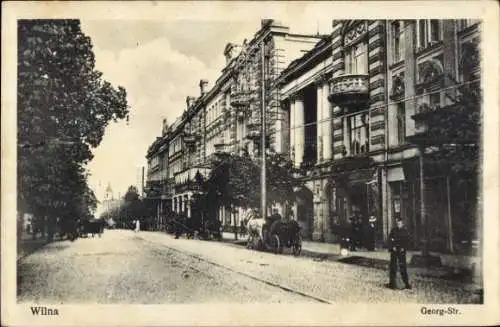 Ak Wilna Vilnius Litauen, Partie an der Georg Straße, Gebäude