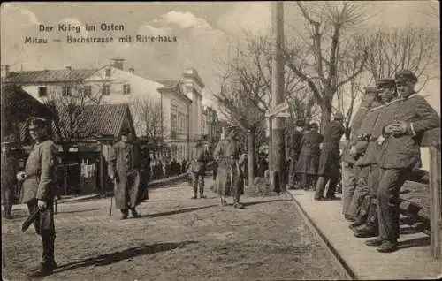 Ak Jelgava Mitau Lettland, Bachstraße, Ritterhaus