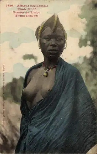 Ak Afrika, Barbusige Afrikanerin, Afrikanische Tracht