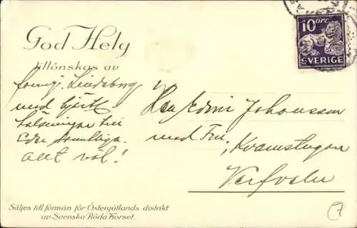 Ak Schwedisches Rotes Kreuz, Kind mit Fahne