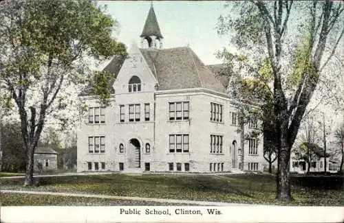 Ak Clinton Wisconsin USA, Öffentliche Schule