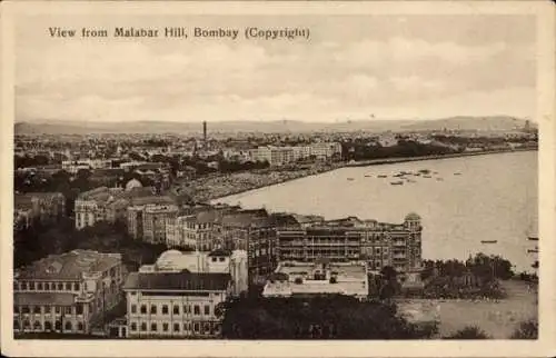 Ak Mumbai Bombay Indien, Gesamtansicht, Malabar Hill