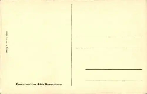 Ak Herrenchiemsee, Aussicht vom Schlosshotel, Restaurateur Hans Huber