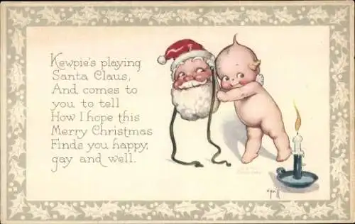 Künstler Ak Glückwunsch Weihnachten, Kewpie's playing Santa Claus