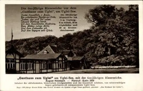 Ak Eutin in Ostholstein, Gasthaus zum Uklei, Uglei, Rieseneiche, Gedicht