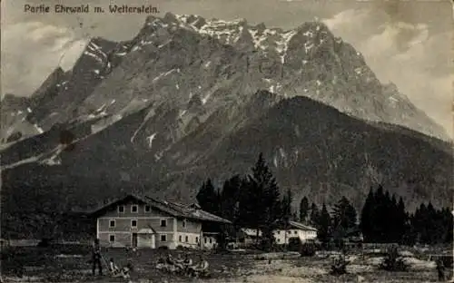 Ak Ehrwald in Tirol, Pension mit Wetterstein