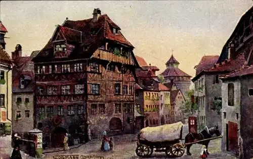 Künstler Ak Sollmann, Nürnberg Mittelfranken, Albrecht Dürer Haus, Kutsche