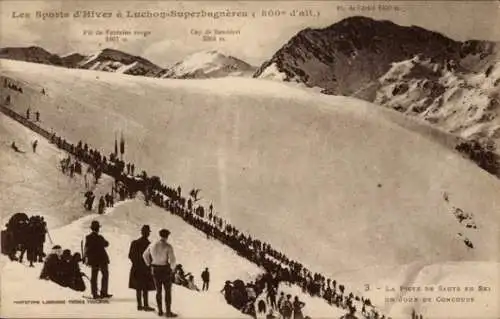 Ak Superbagnères Luchon Haute Garonne, Wintersport, Pic de Fontaine rouge