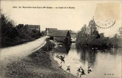 Ak La Neuville-les-Lure Haute Saone, Kanal, Mühle