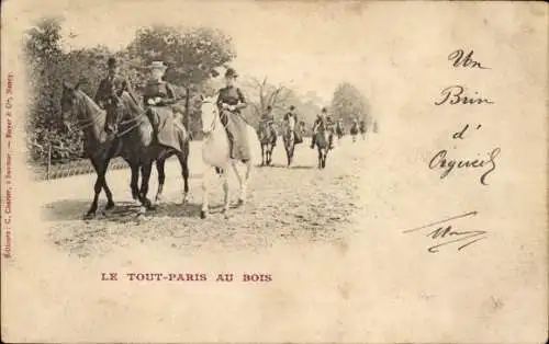 Ak Paris, Le Tout-Paris au Bois, Reiter