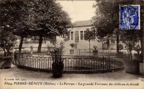 Ak Pierre Bénite Rhône, Le Perron, La grande Terrasse du chateau de Gondi