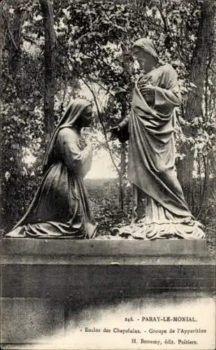 Ak Paray le Monial Saône et Loire, Enclos des Chapelains, Groupe de l'Apparation