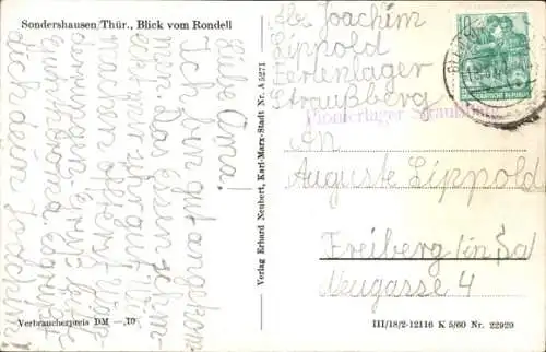 Ak Sondershausen Thüringen, Blick vom Rondell auf die Stadt mit Umgebung