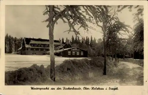 Ak Ober Holzhau Rechenberg Bienenmühle Erzgebirge, Fischerbaude, Winterpracht