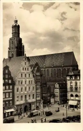 Ak Wrocław Breslau Schlesien, Ring, Elisabethkirche