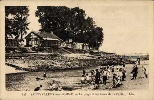 Ak Saint Valery sur Somme, Strand, Bains e la Ferte