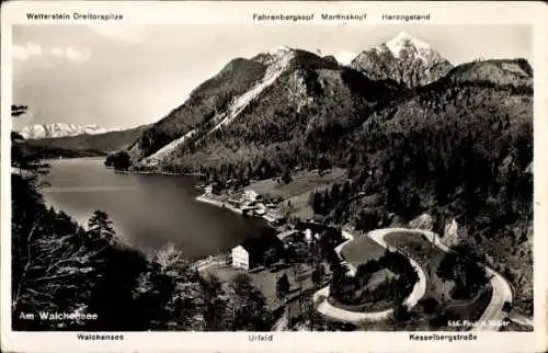 Ak Urfeld Kochel am See in Oberbayern, Am Walchensee, Kesselbergstraße