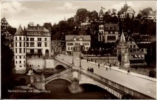 Ak Tübingen am Neckar, Neckarbrücke mit Uhlandhaus