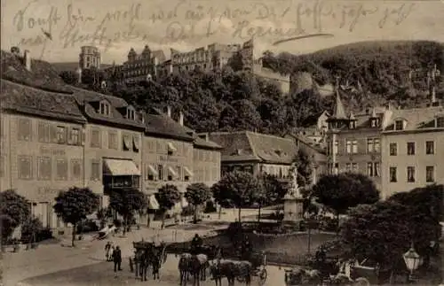 Ak Heidelberg am Neckar, Schloss, Blick vom Kornmarkt