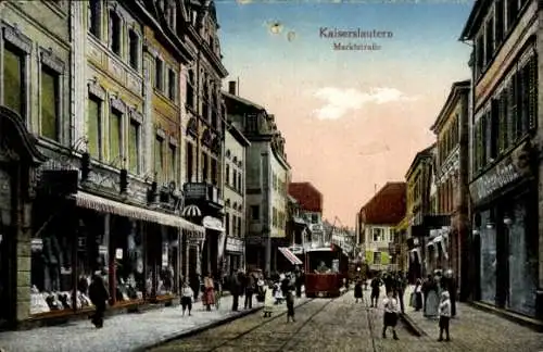 Ak Kaiserslautern in Rheinland Pfalz, Blick in die Marktstraße, Straßenbahn, Passanten