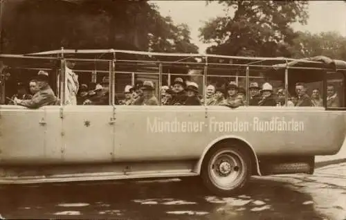 Foto Ak München Bayern, Münchener Fremdden-Rundfahrten, Autobus