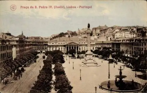 Ak Lisboa Lissabon Portugal, Praca de D. Pedro IV, Rocio