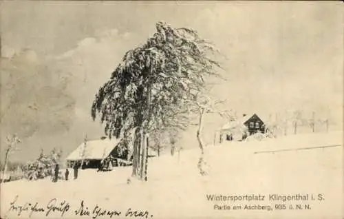 Ak Klingenthal im Vogtland Sachsen, am Aschberg, Winter