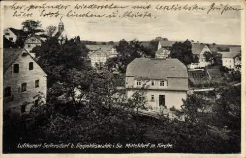 Ak Seifersdorf Dippoldiswalde im Osterzgebirge, Mitteldorf mit Kirche