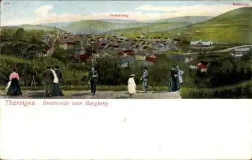 Ak Brotterode Trusetal in Thüringen, Gesamtansicht vom Burgberg, Inselberg, Seimberg