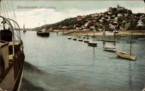 Ak Hamburg Blankenese, Ort mit Süllberg vom Schiff aus gesehen