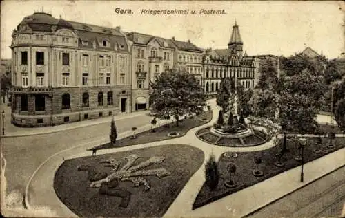 Ak Gera in Thüringen, Kriegerdenkmal, Post