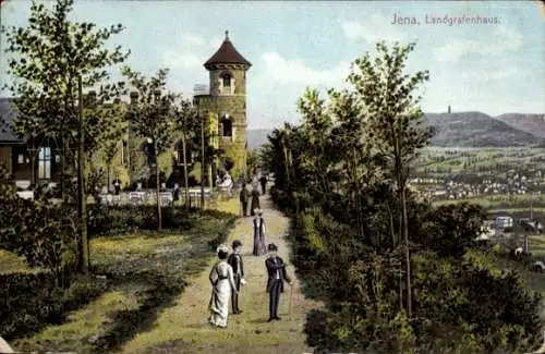 Ak Jena Thüringen, Landgrafenhaus, Passanten